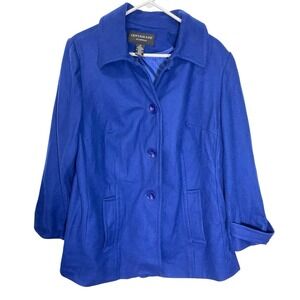 Centigrade 1X Royal Blue Wool Blend Coat Button Front Collared Preppy Royalcore